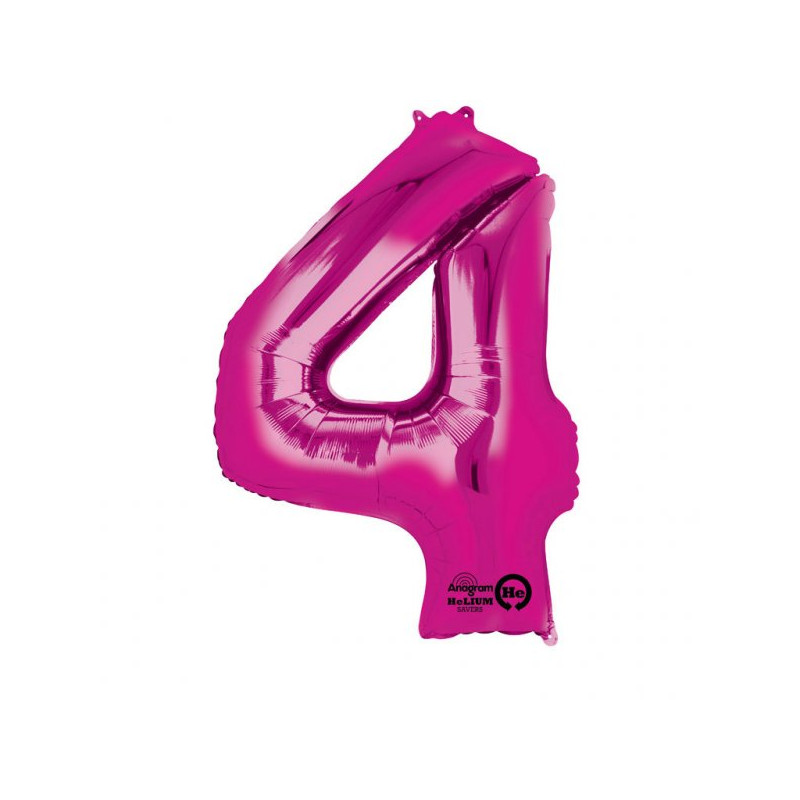 Balon foliowy Cyfra 4 różowa 66 cm x 88 cm