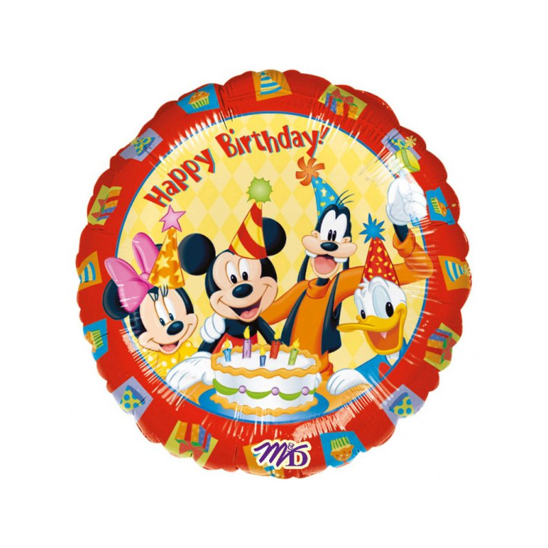 Myszka Mickey Balon z napisem "Happy Birthday" - 43 cm