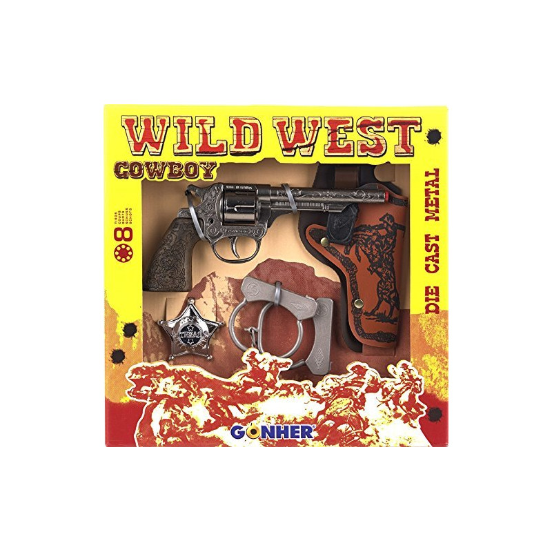 COWBOY ZESTAW PISTOLET+KAJDANKI+GWIAZDA 