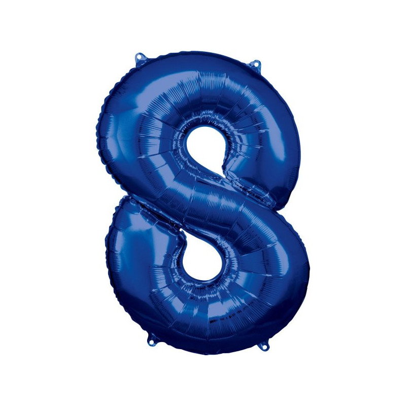 Balon foliowy, cyfra 8 niebieska 53 x 83 cm