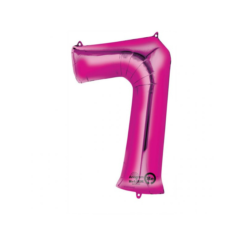 Balon foliowy - cyfra 7 Różowa 58 x 88 cm