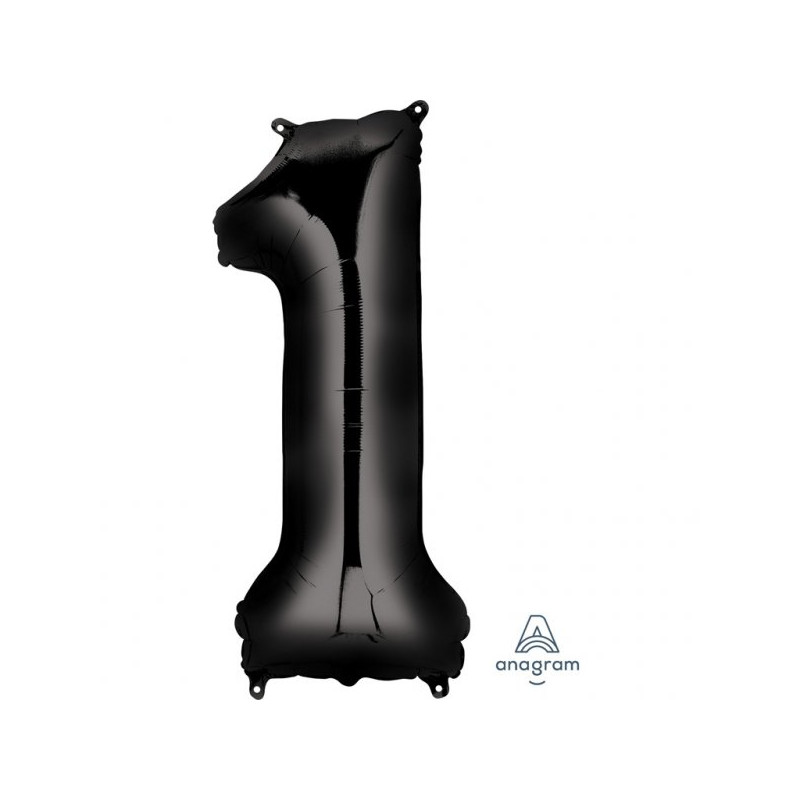 Balon Foliowy Cyfra 1 Czarna 33x86 cm - na różne okazje