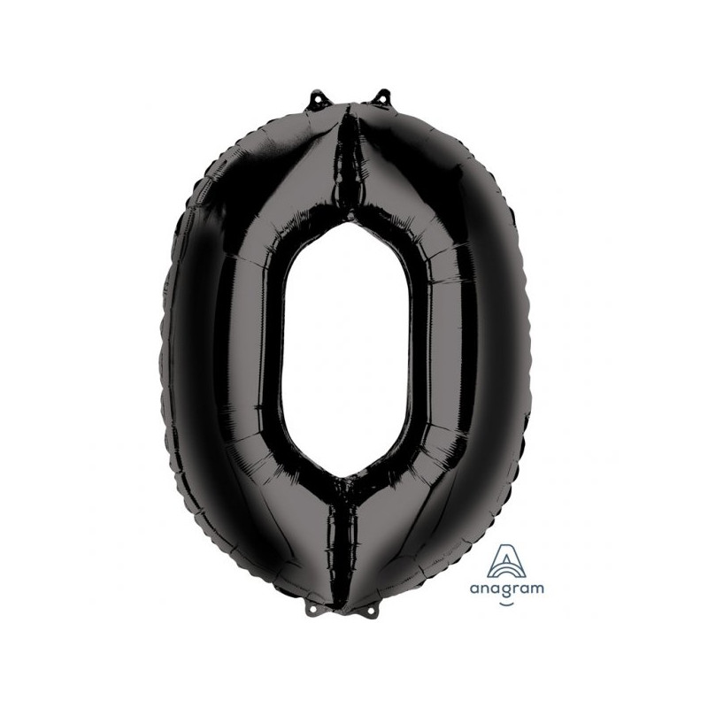 Balon Foliowy Cyfra 0 Czarna 63x88 cm 