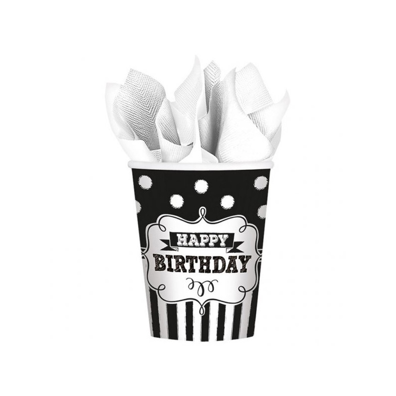 8 kubeczków papierowych na urodziny Happy Birthday
