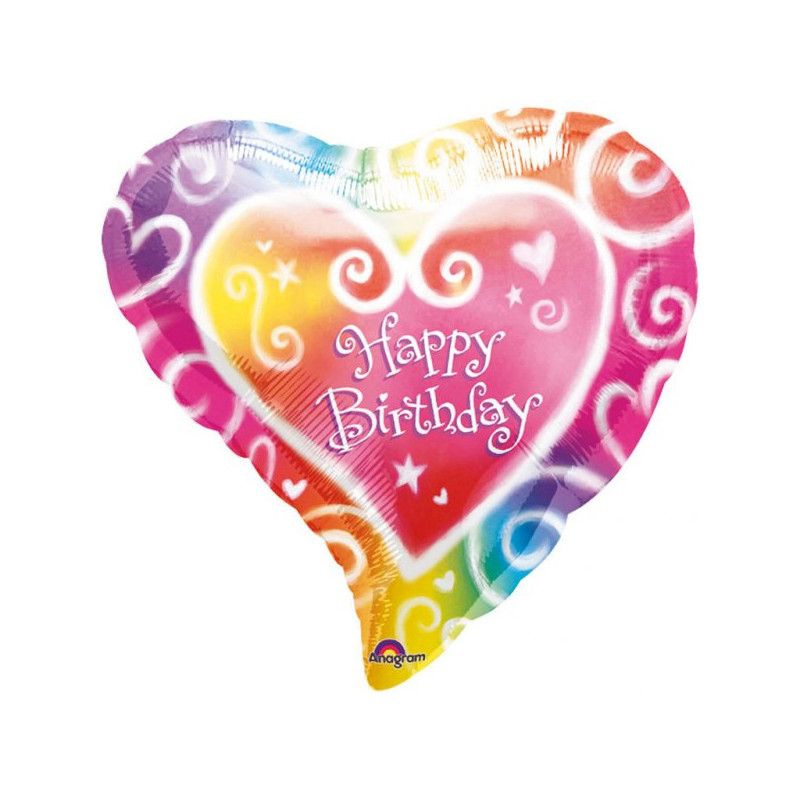 Balon foliowy  SERCE z napisem Happy Birthday