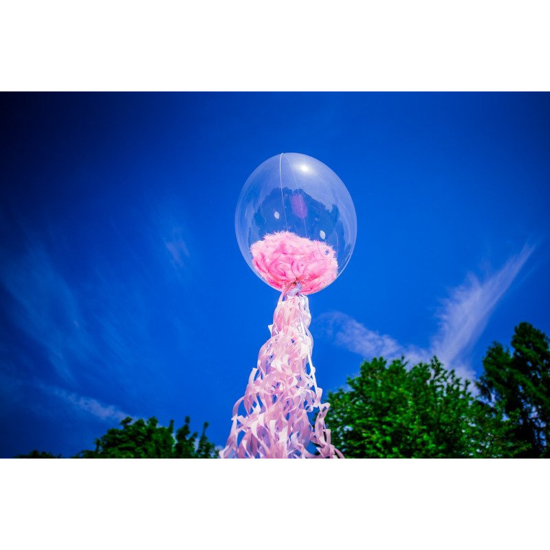 Balon z piórkami - transparentny - Dekoracje Ślubne Kraków