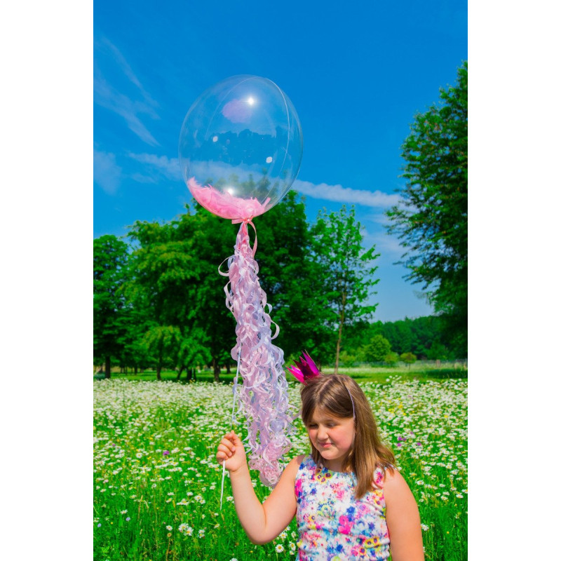 Balon z piórkami - transparentny - Dekoracje Ślubne Kraków