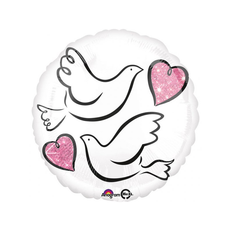 Balon foliowy 17" Ślubne gołąbki 