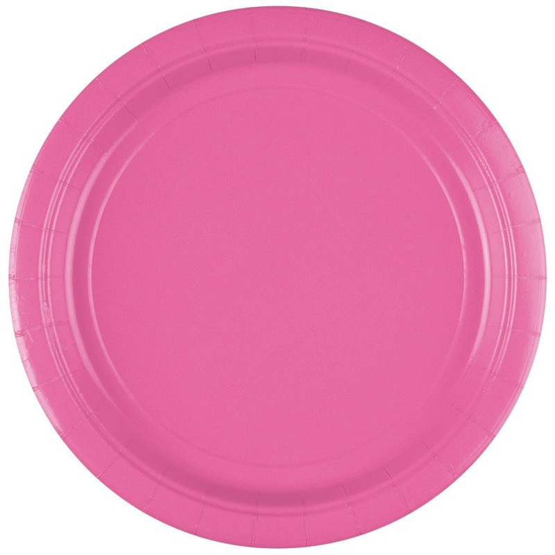 8 różowych papierowych talerzyków 22,8 cm