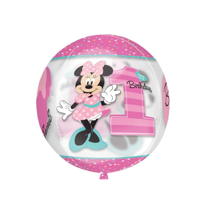 Myszka Minnie Balon Orbz - 1 urodziny Nadruk z 4 stron