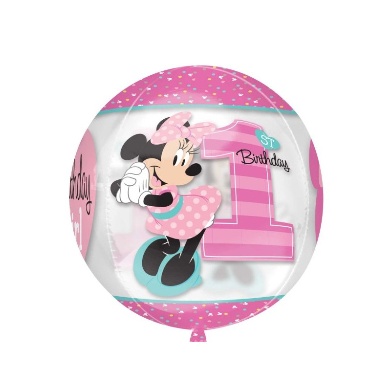 Myszka Minnie Balon Orbz - 1 urodziny Nadruk z 4 stron