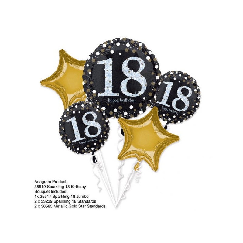 Bukiet Balonów na 18 urodziny - 5 balonów na Hel