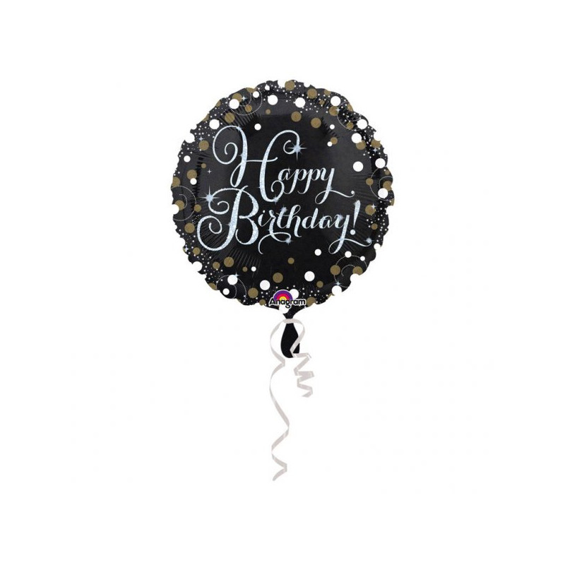 Elegancki balon Urodzinowy z napisem Happy Birthday Holograficzny 