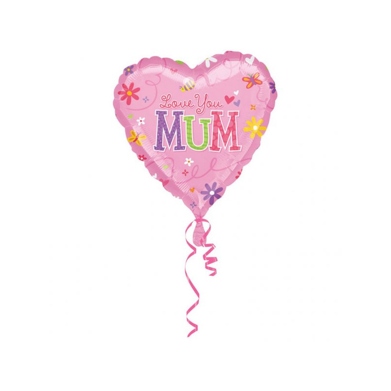 Balon Serce Love You Mum - Kocham Cię Mamo 43 cm