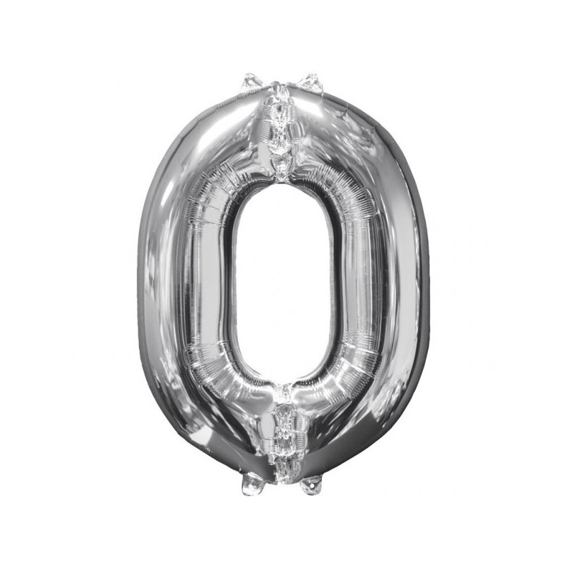 Balon cyfra 0 srebrna - 66 cm