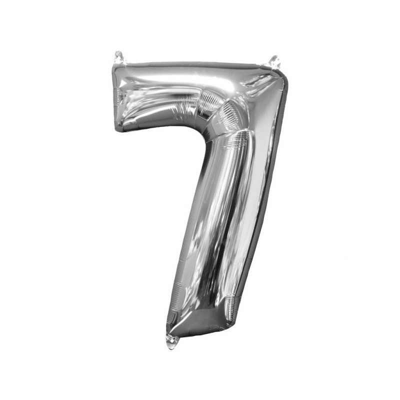 Balon cyfra 7 srebrna - 66 cm