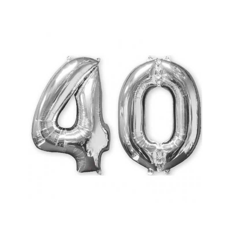 Balon cyfra 40 srebrna - 66 cm