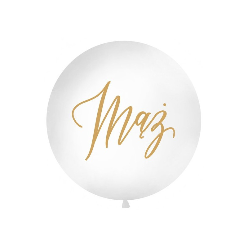 Balon Ślubny - złoty napis 'Mąż' - średnica 100 cm