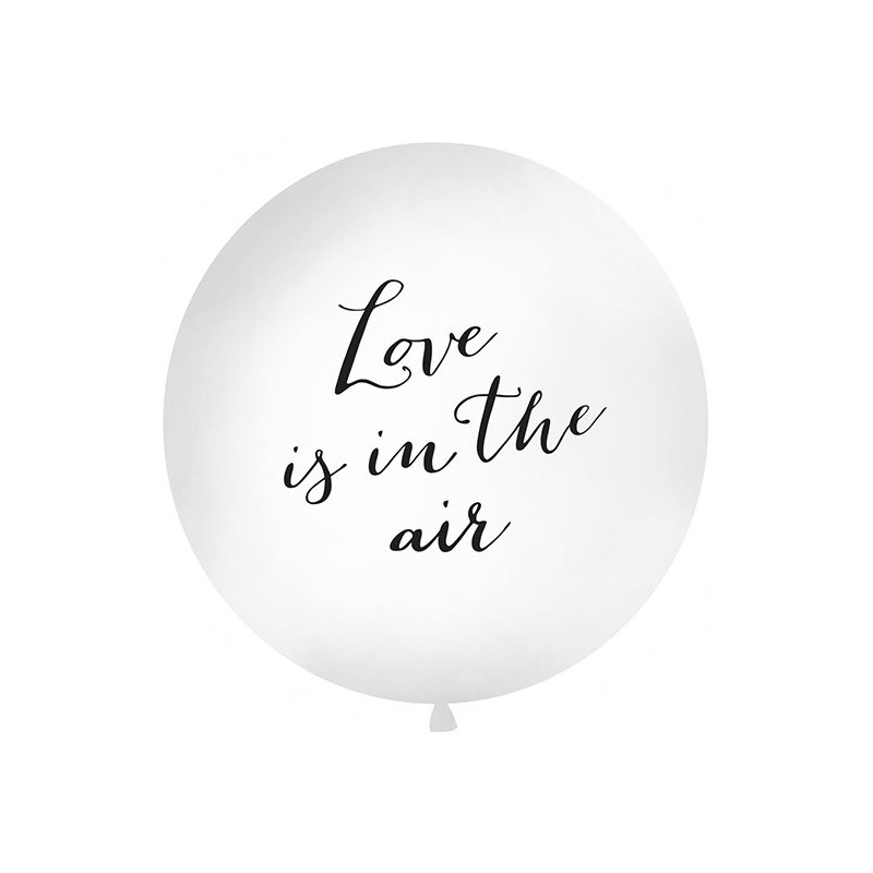 Love is in the Air - biały balon Gigant z czarnym napisem - 100 cm