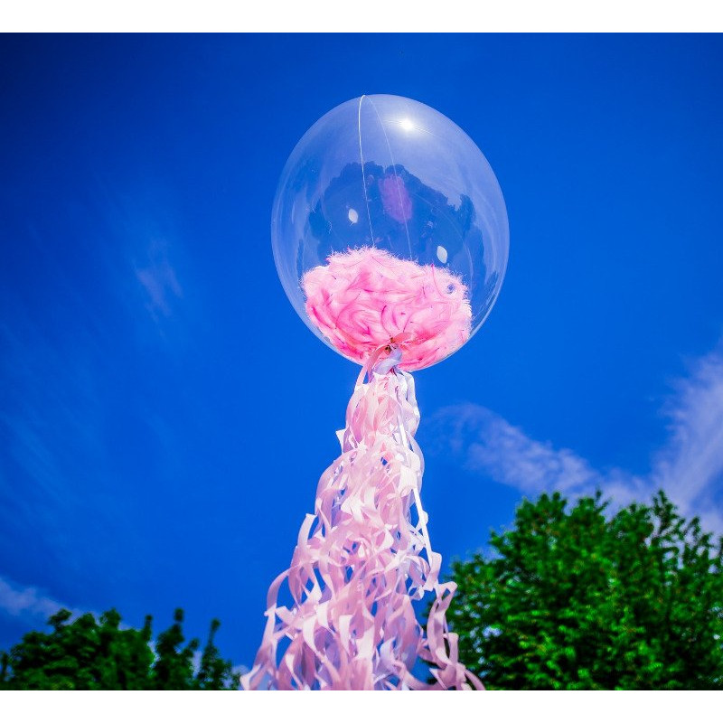 Balon Bubbles z piórkami - 61 cm