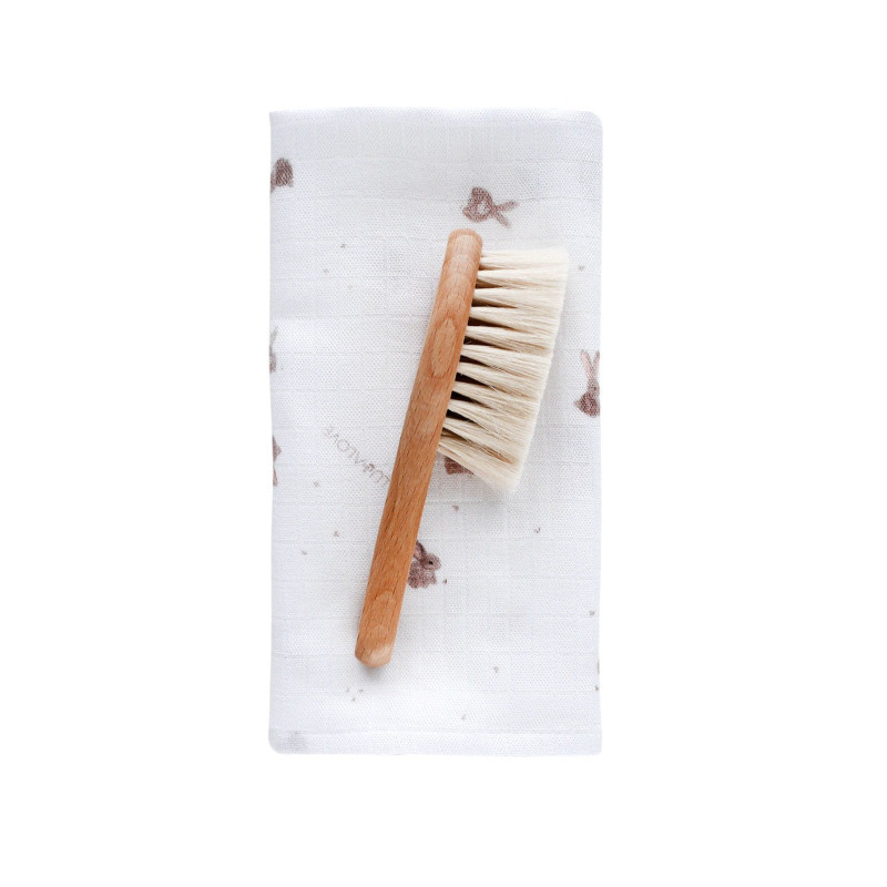 Szczotka z Koziego Włosia z Muślinową Myjką, różne wzory