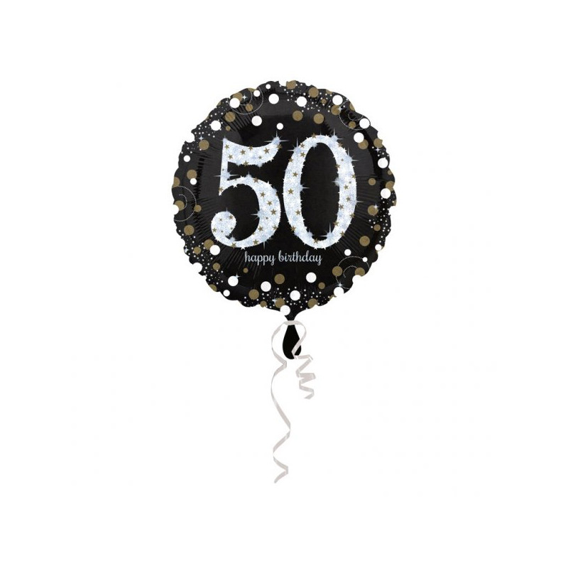 Balon Foliowy na 50 Urodziny - Okrągły Holograficzny 45 cm