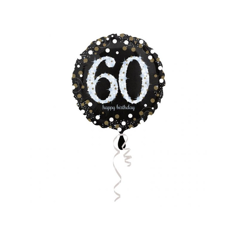 Balon Foliowy na 60 Urodziny - Okrągły Holograficzny 45 cm