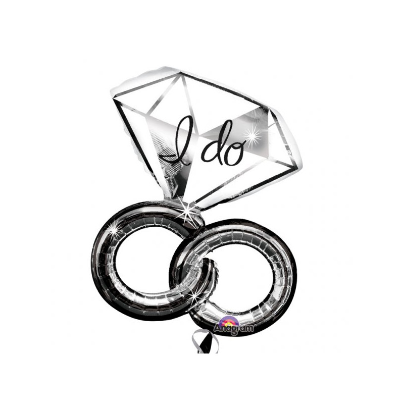 Balon Ślubny 'I do' Dwie Obrączki 76cm x 69 cm