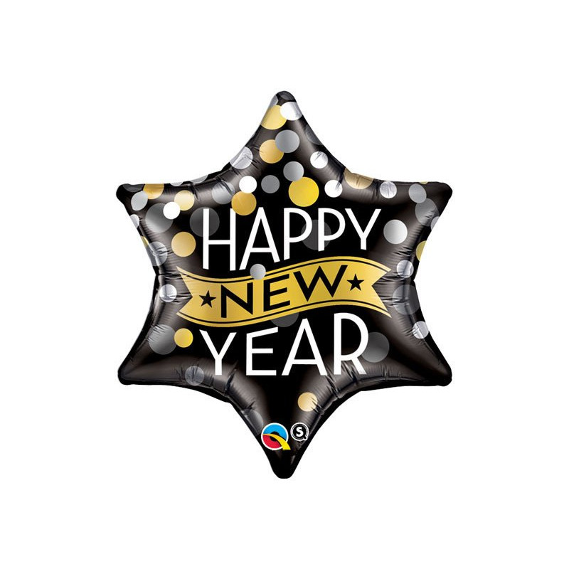 Balon Foliowy - Gwiazda Happy New Year - Nowy Rok
