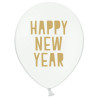 Happy New Year - Biały balon lateksowy, Pastel 30 cm