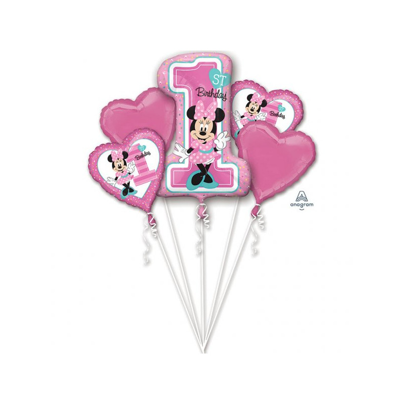 Bukiet z Balonów na Pierwsze Urodziny - Myszka Minnie