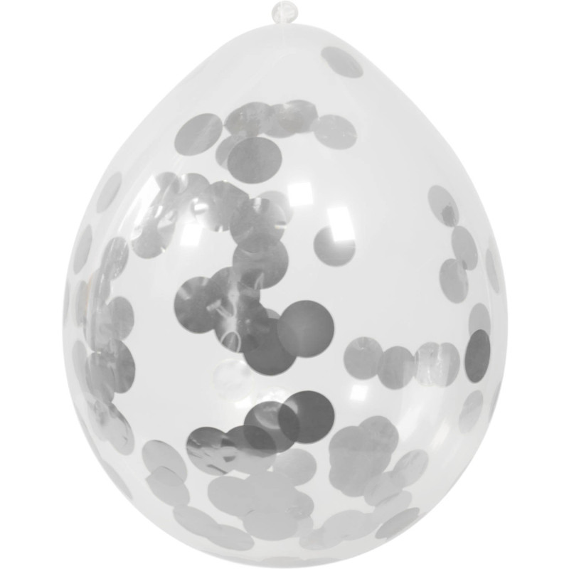 Balon lateksowy ze srebrnym confetti, 12cali