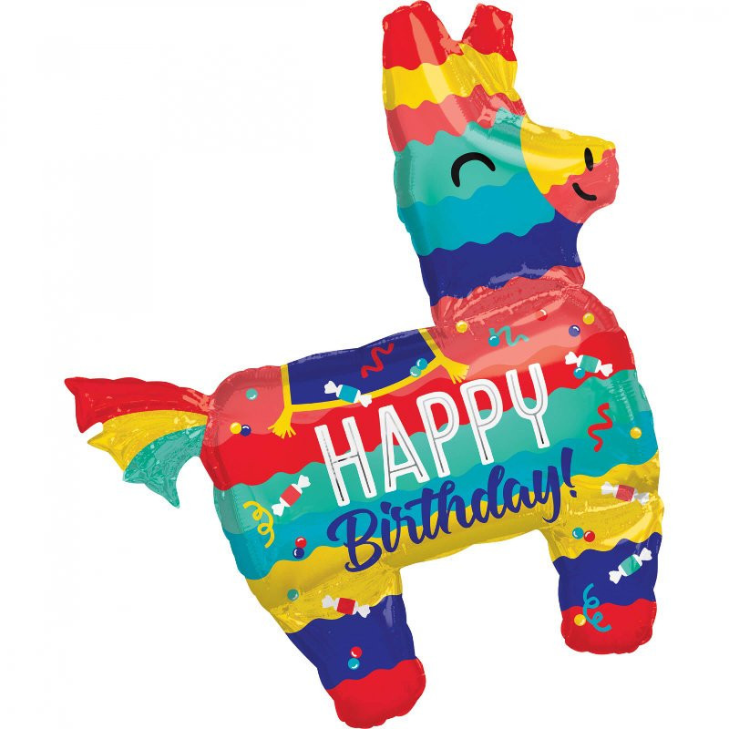 Balon SuperShape - PINIATA "Happy Birthday" -  73 x 83 cm