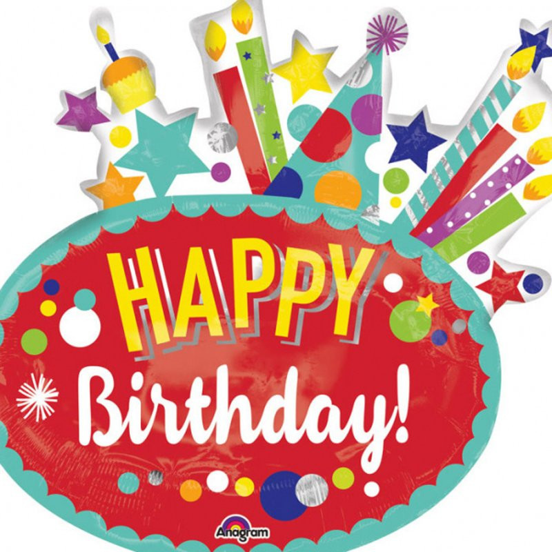 Balon SuperShape - Festive Birthday "Happy Birthday" -  76 x 73 cm