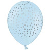 Balon lateksowy w stylu confetti - niebieski w złote kropeczki