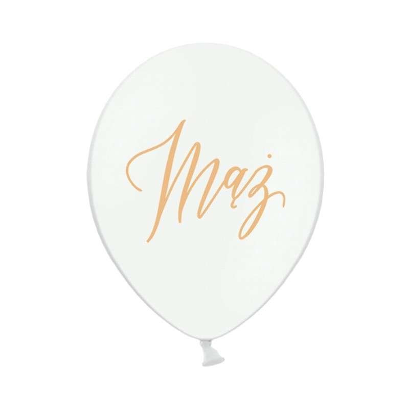 Balon weselny biały z napisem Mąż
