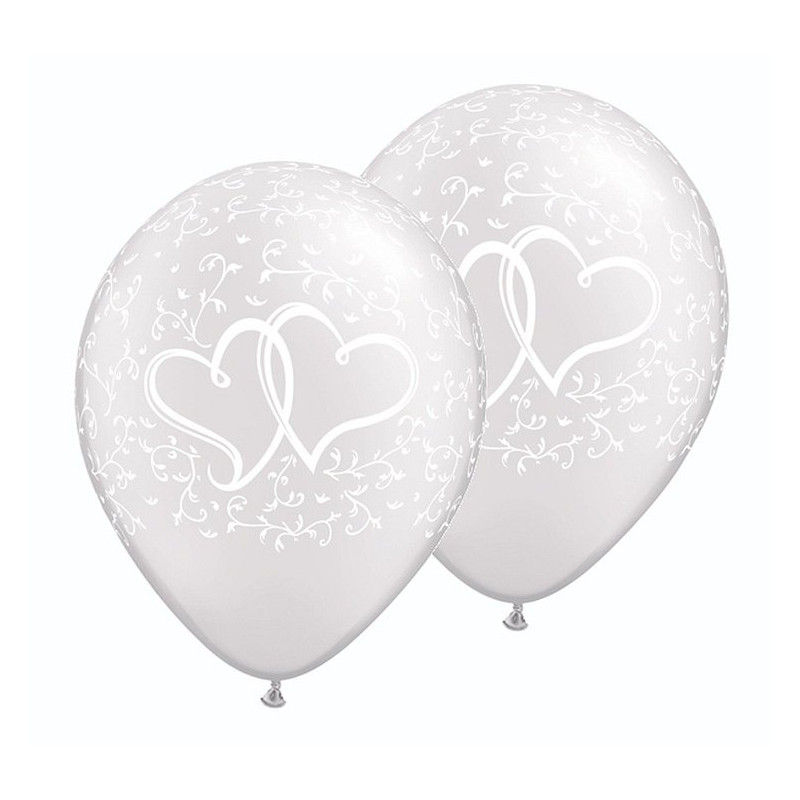 Balon na ślub / wesele - "Stylizowane serca", metalik perłowy 11" QL