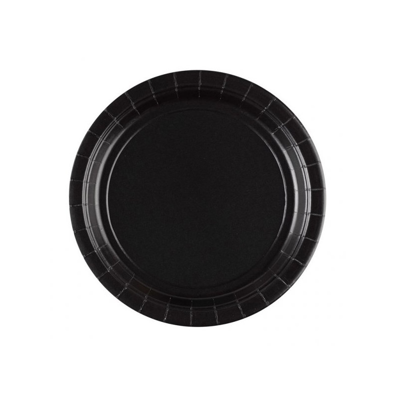 Czarne Papierowe Talerzyki 8 sztuk o średnicy 22,8 cm
