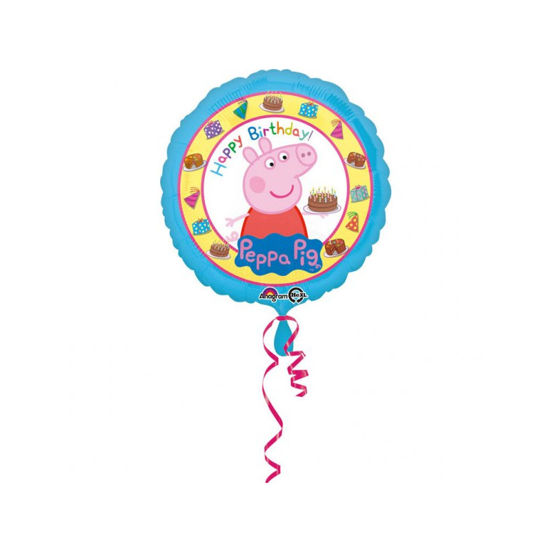 Świnka Peppa Urodzinowy Balon Foliowy - 43cm - Happy Birthday