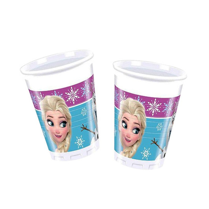 Kubeczki Urodzinowe Frozen - Kraina Lodu, 8 sztuk plastikowych kubków 200 ml
