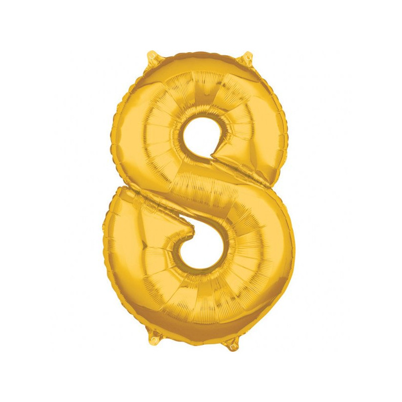Balon foliowy - Złota Cyfra 8 - 66 cm