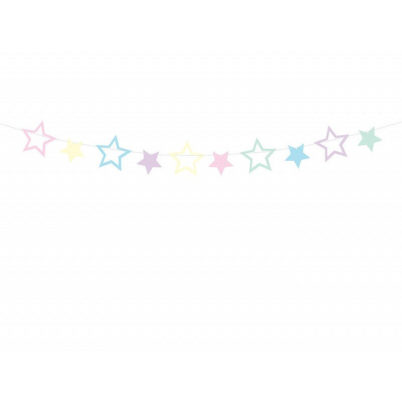Girlanda Pastelowe Gwiazdki, 13 x 140 cm - PartyDeco