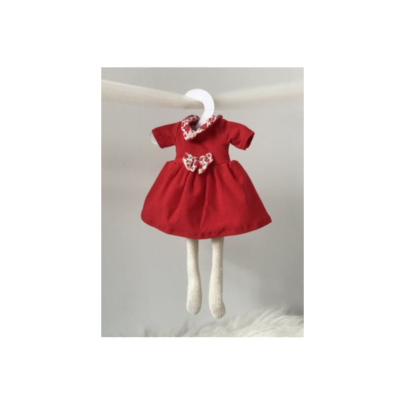 Ubranko dla lalki - Czerwona sukienka z kokardą