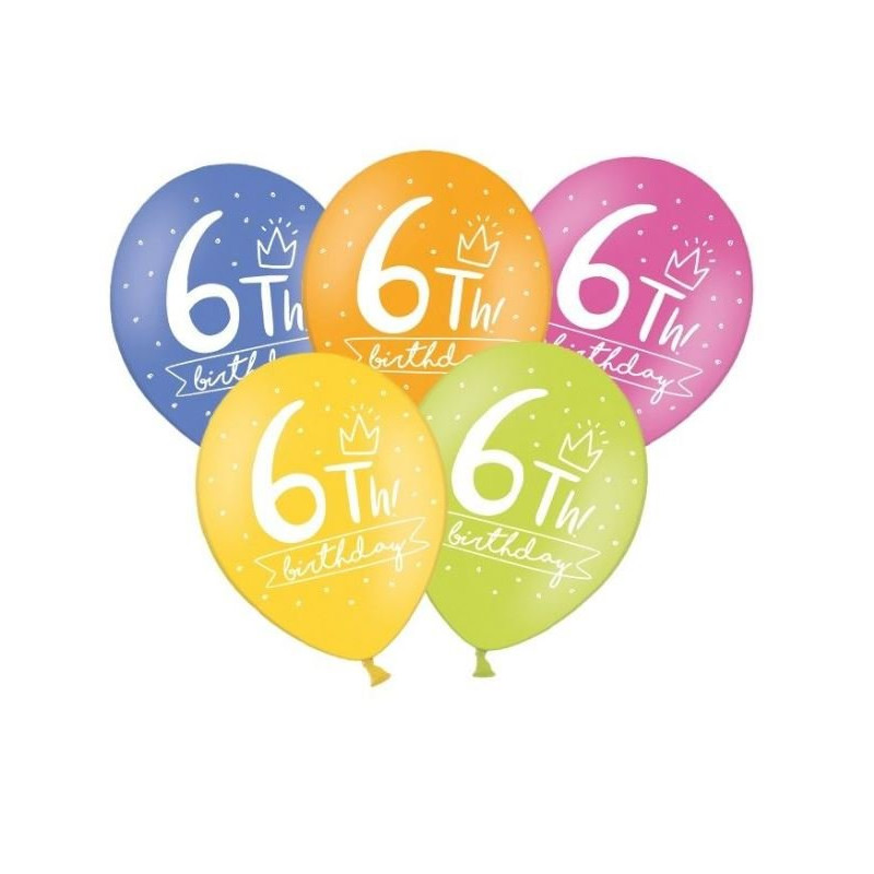Balon 30cm szóstka-  lateksowy, różne kolory pastel