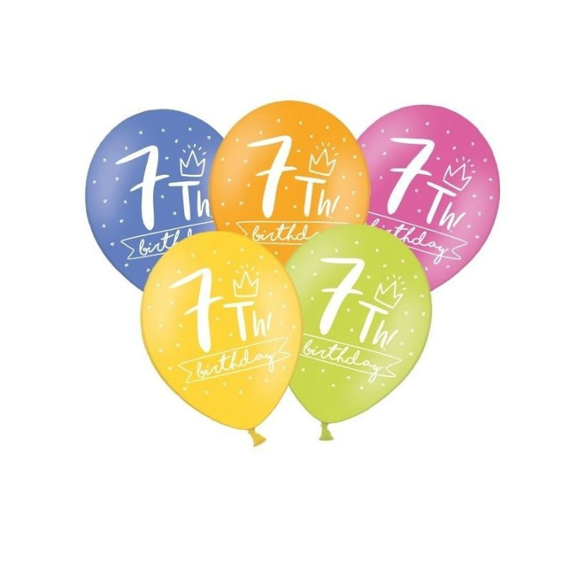 Balon 30cm siódemka-  lateksowy, różne kolory pastel