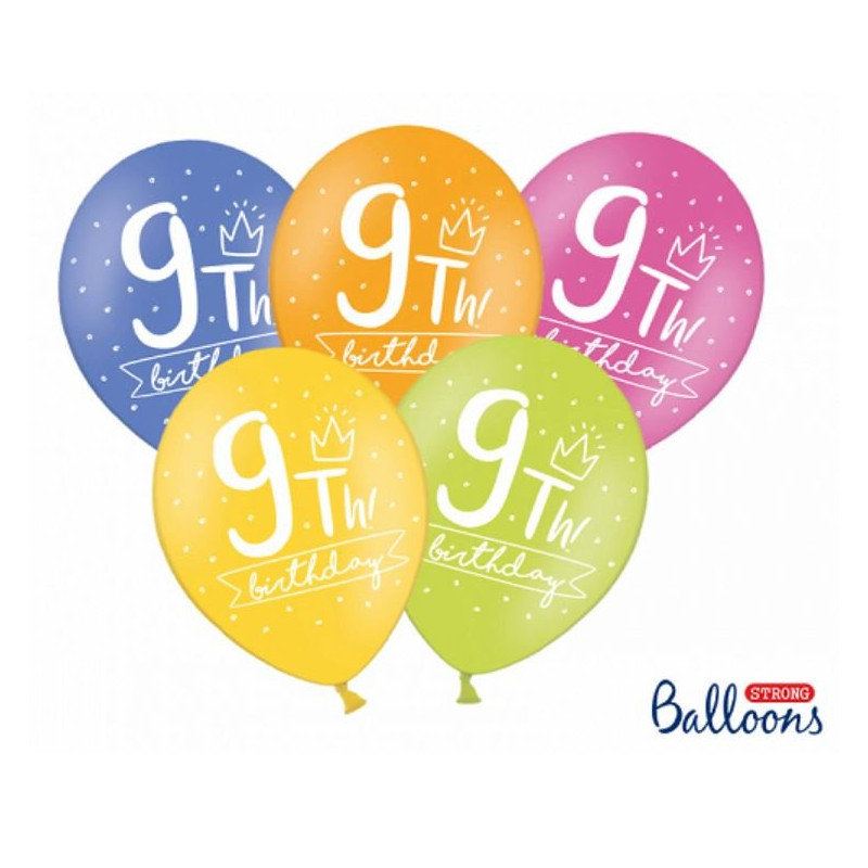 Balon 30cm  dziewiątka-  lateksowy, różne kolory pastel