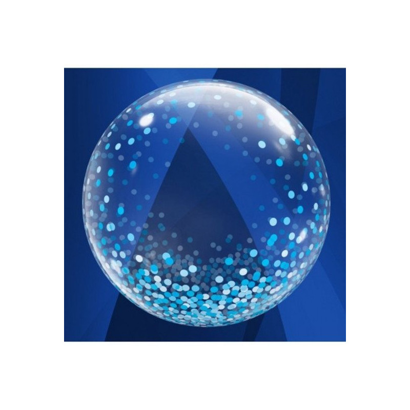 Deco Bubble Blue Confetti Dots Qualatex - 61 cm