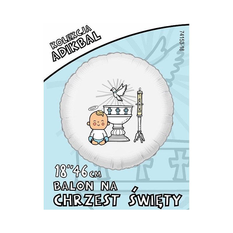 Balon na Chrzest Święty chłopca - foliowy - 45 cm