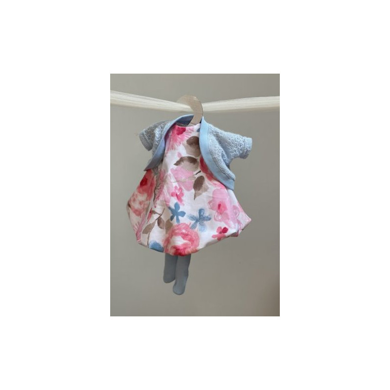 Ubranko dla lalki - Sukienka w kwiaty i sweterek