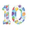 Balon w kształcie cyfry 10 - kolorowe baloniki - 88 cm